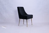 Modern Black Velvet Dining Chair with Ribbed Back and Gold Metal Legs