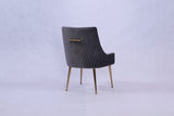 Modern Dark Grey Velvet Dining Chair with Gold Metal Legs