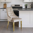 Luxury Mink Shimmer Velvet Dining Chair with Lion Knocker and Gold Legs