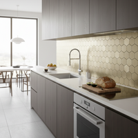 Self Adhesive 3D Mosaic Wall Tiles - Hexagon - 30cm x 30cm (10 pack) - Gold