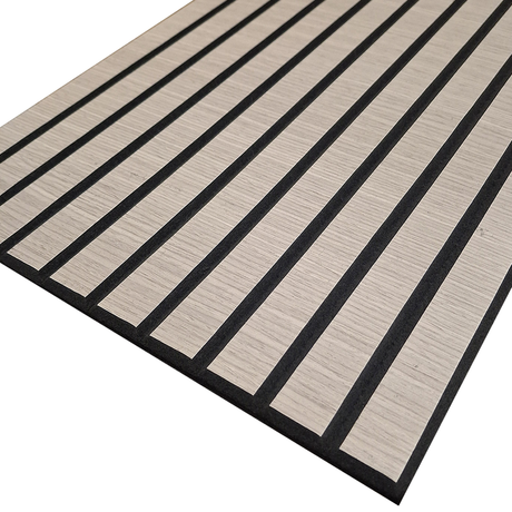Superlightweight Slatted - Self Adhesive Acoustic Wall Panels - 120cm x 30cm (4 pack) - Grey Oak