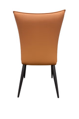 Modern Tan PU Upholstered Dining Chair with Black Metal Legs
