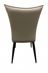 Modern Light Grey PU Upholstered Dining Chair with Black Legs