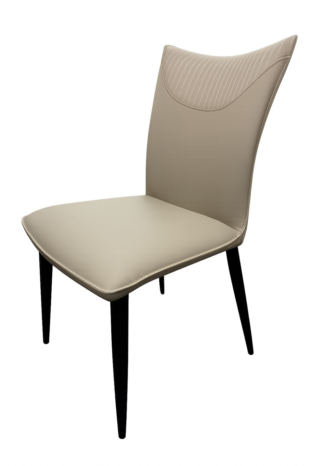 Modern Light Grey PU Upholstered Dining Chair with Black Legs