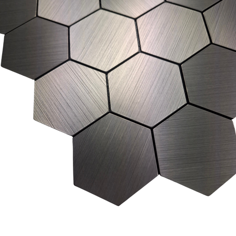 Self Adhesive 3D Mosaic Wall Tiles - Hexagon - 30cm x 30cm (10 pack) - Chrome