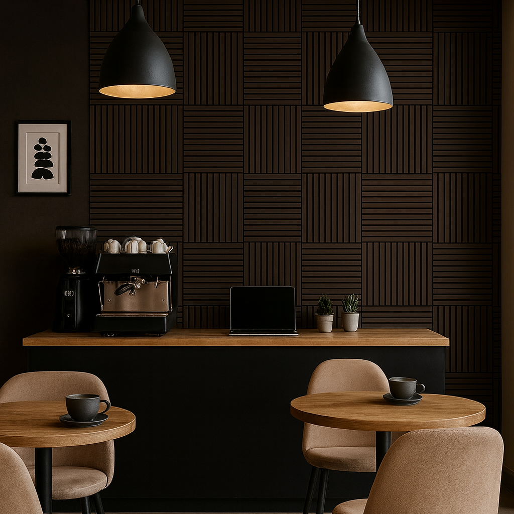 Acoustic Pattern Wall Panels - Square - 60 x 60cm (4 pack) - Smoked Oak