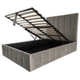 Modern Grey Velvet King Size Ottoman Storage Bed with Vertical Panel Headboard