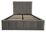 Modern Grey Velvet King Size Ottoman Storage Bed with Vertical Panel Headboard