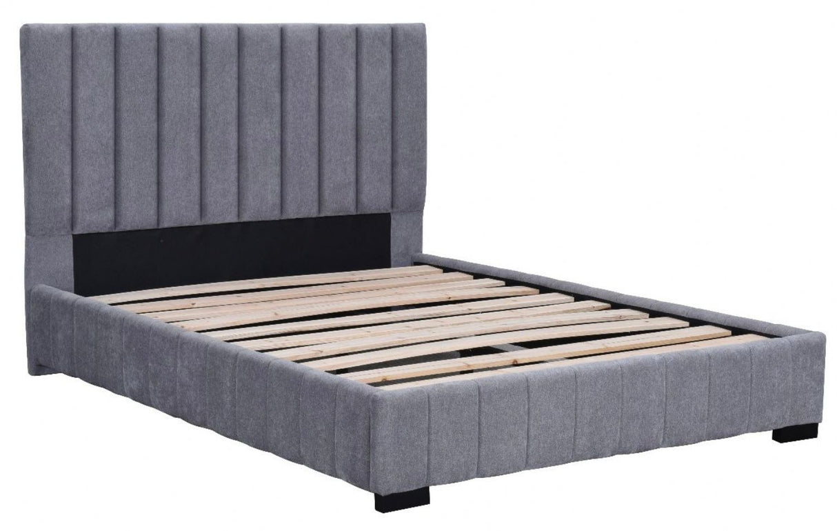 Modern Textured Grey Velvet Upholstered 5ft King Size Bed Frame