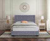 Modern Textured Grey Velvet Upholstered 5ft King Size Bed Frame