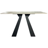 Modern Grey Ceramic Console Table with Black Architectural Pedestal Legs