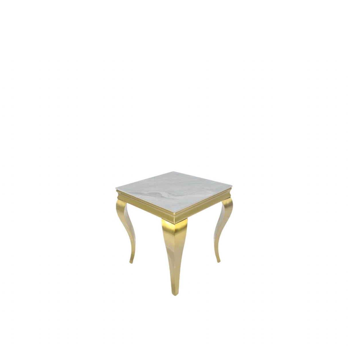 Luxury Gold Frame Lamp Table with White Marble Effect Top