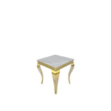 Luxury Gold Frame Lamp Table with White Marble Effect Top