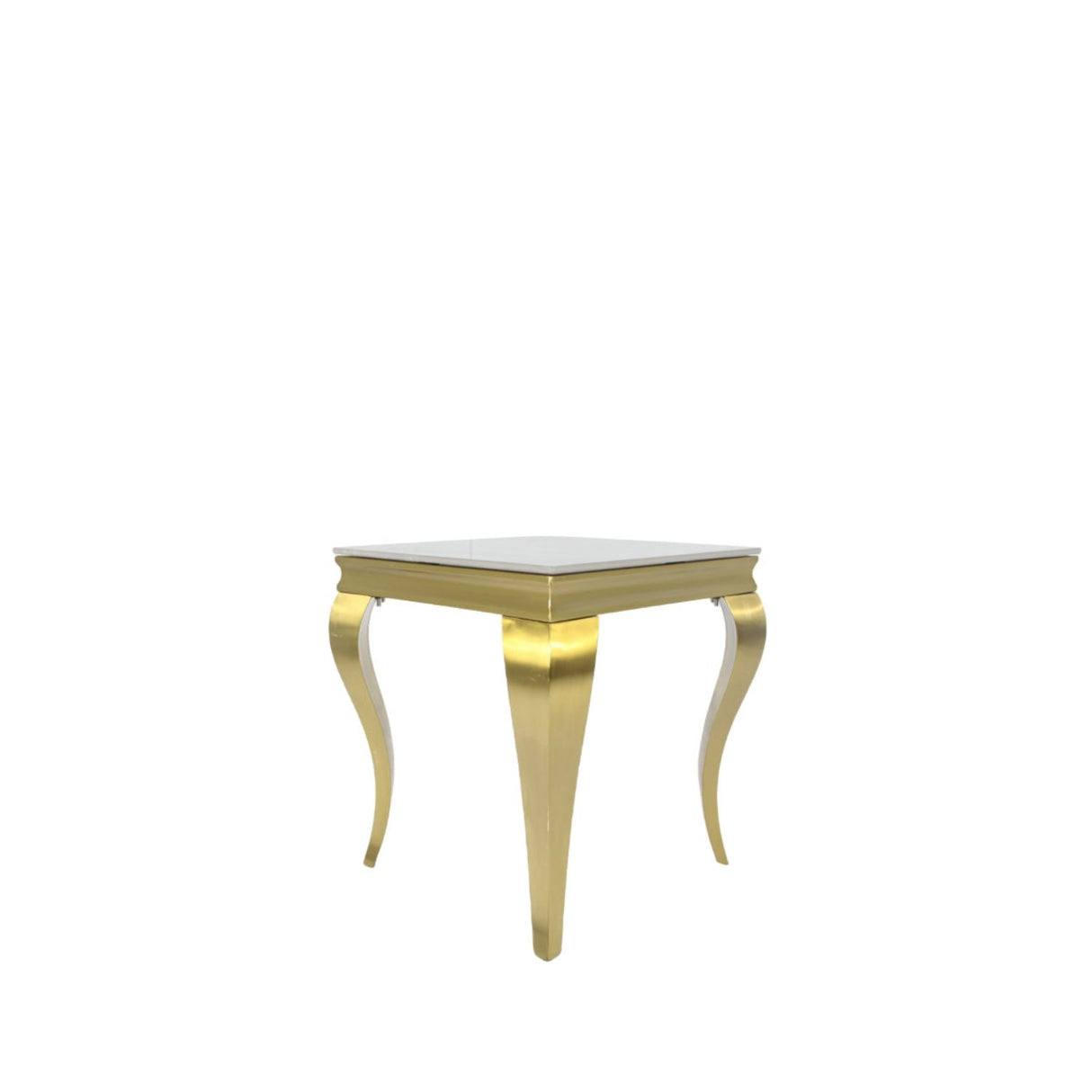 Luxury Gold Frame Lamp Table with White Marble Effect Top