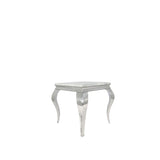 Luxury White Marble Effect Lamp Table with Chrome Curved Legs