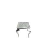 Luxury White Marble Effect Lamp Table with Chrome Curved Legs
