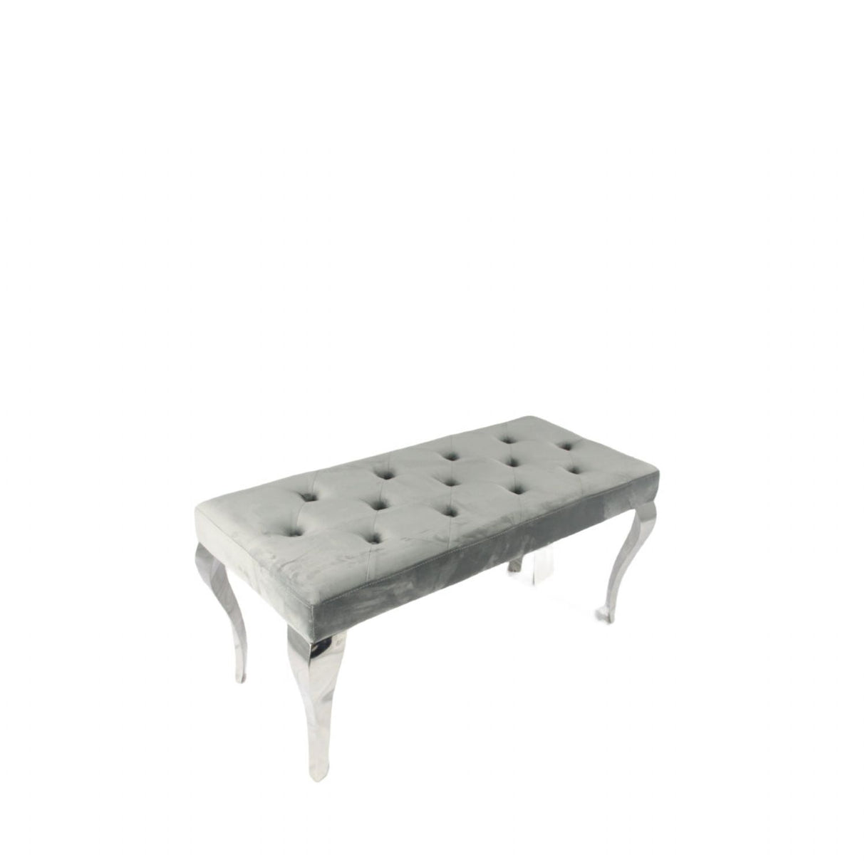 Luxury Dark Grey Velvet Upholstered 160cm Bench with Chrome Legs