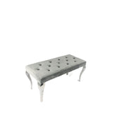 Luxury Dark Grey Velvet Upholstered 160cm Bench with Chrome Legs