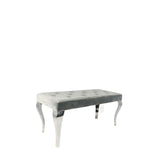 Luxury Dark Grey Velvet Upholstered 160cm Bench with Chrome Legs