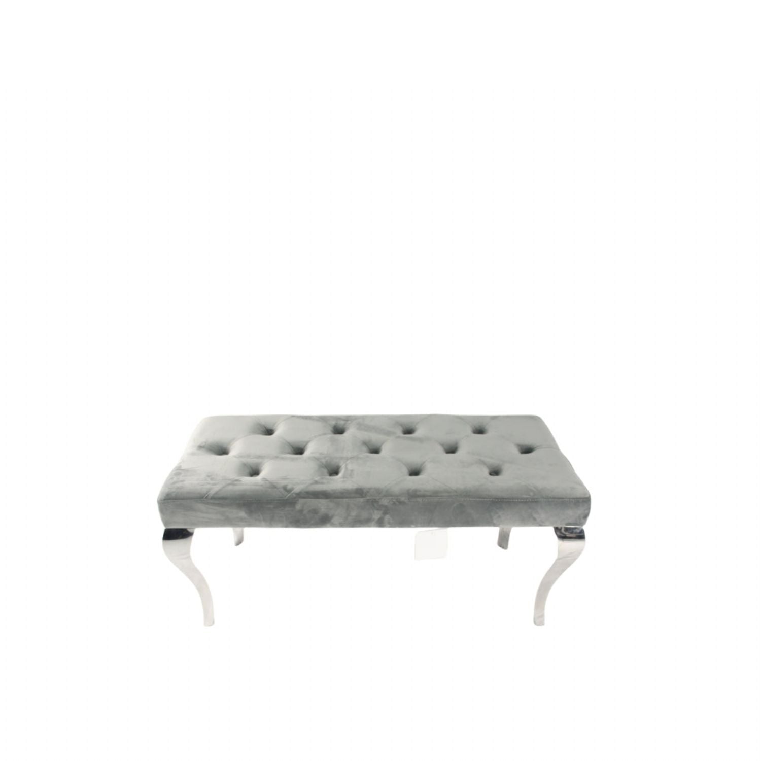 Luxury Dark Grey Velvet Upholstered 160cm Bench with Chrome Legs