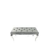 Luxury Dark Grey Velvet Upholstered 160cm Bench with Chrome Legs