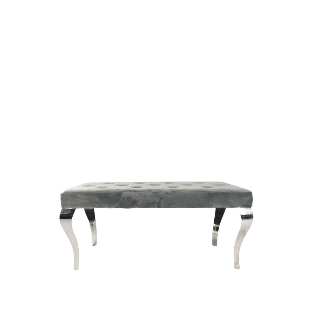 Luxury Dark Grey Velvet Upholstered 160cm Bench with Chrome Legs