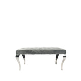 Luxury Dark Grey Velvet Upholstered 160cm Bench with Chrome Legs