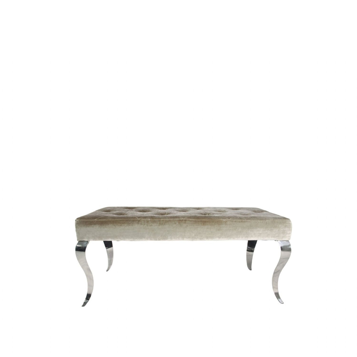 Luxury Shiny Mink Velvet Bench with Chrome Italian Style Legs 130cm