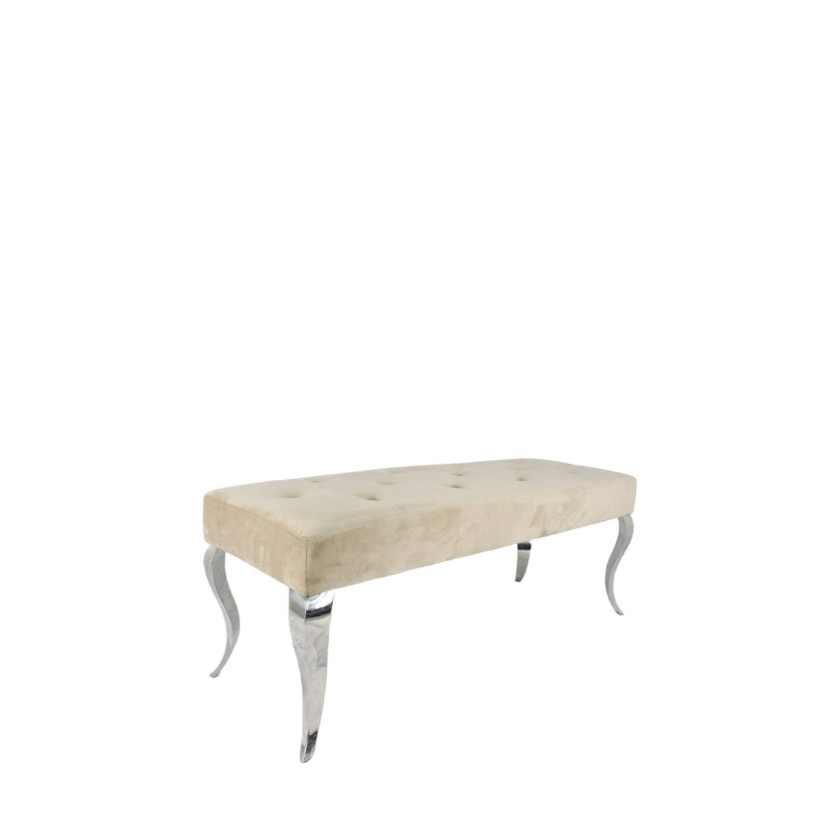Luxury Plush Mink Velvet Bench with Chrome Italian Style Legs 130cm