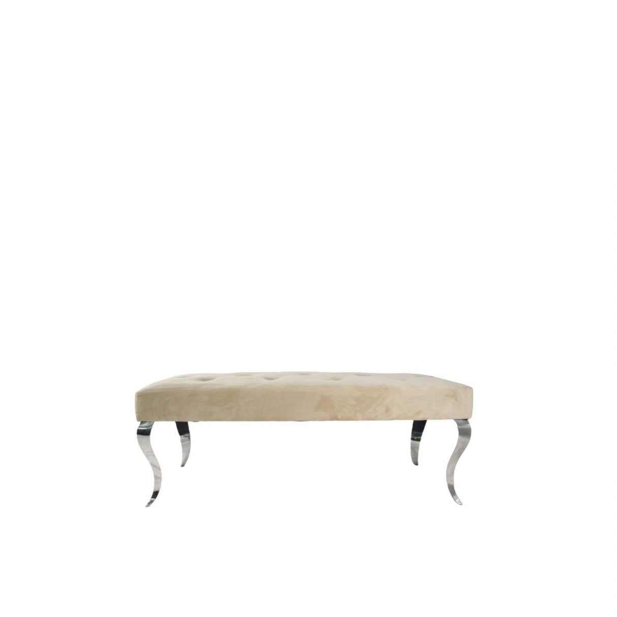 Luxury Plush Mink Velvet Bench with Chrome Italian Style Legs 130cm