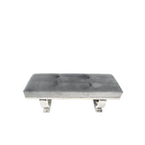 Luxury Dark Grey Velvet 180cm Bench with Chrome Circular Metal Base