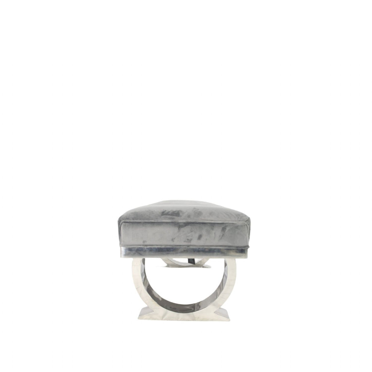 Luxury Dark Grey Velvet 180cm Bench with Chrome Circular Metal Base