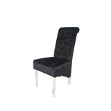 Luxury Crushed Black Velvet Dining Chair with Lion Knocker and Chrome Legs