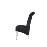 Luxury Crushed Black Velvet Dining Chair with Lion Knocker and Chrome Legs