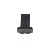 Luxury Crushed Black Velvet Dining Chair with Lion Knocker and Chrome Legs
