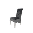 Luxury Dark Grey Velvet Dining Chair with Lion Knocker and Chrome Legs