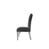 Luxury Dark Grey Velvet Dining Chair with Chrome Metal Legs