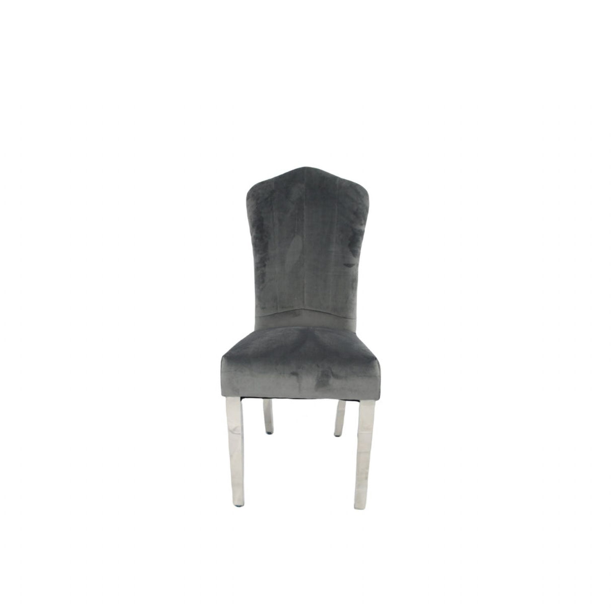 Luxury Dark Grey Velvet Dining Chair with Chrome Metal Legs