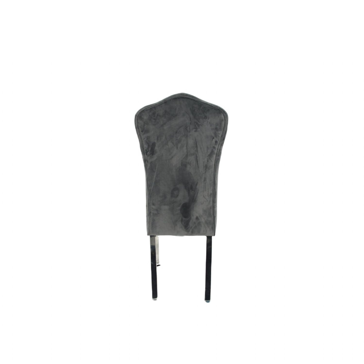 Luxury Dark Grey Velvet Dining Chair with Chrome Metal Legs