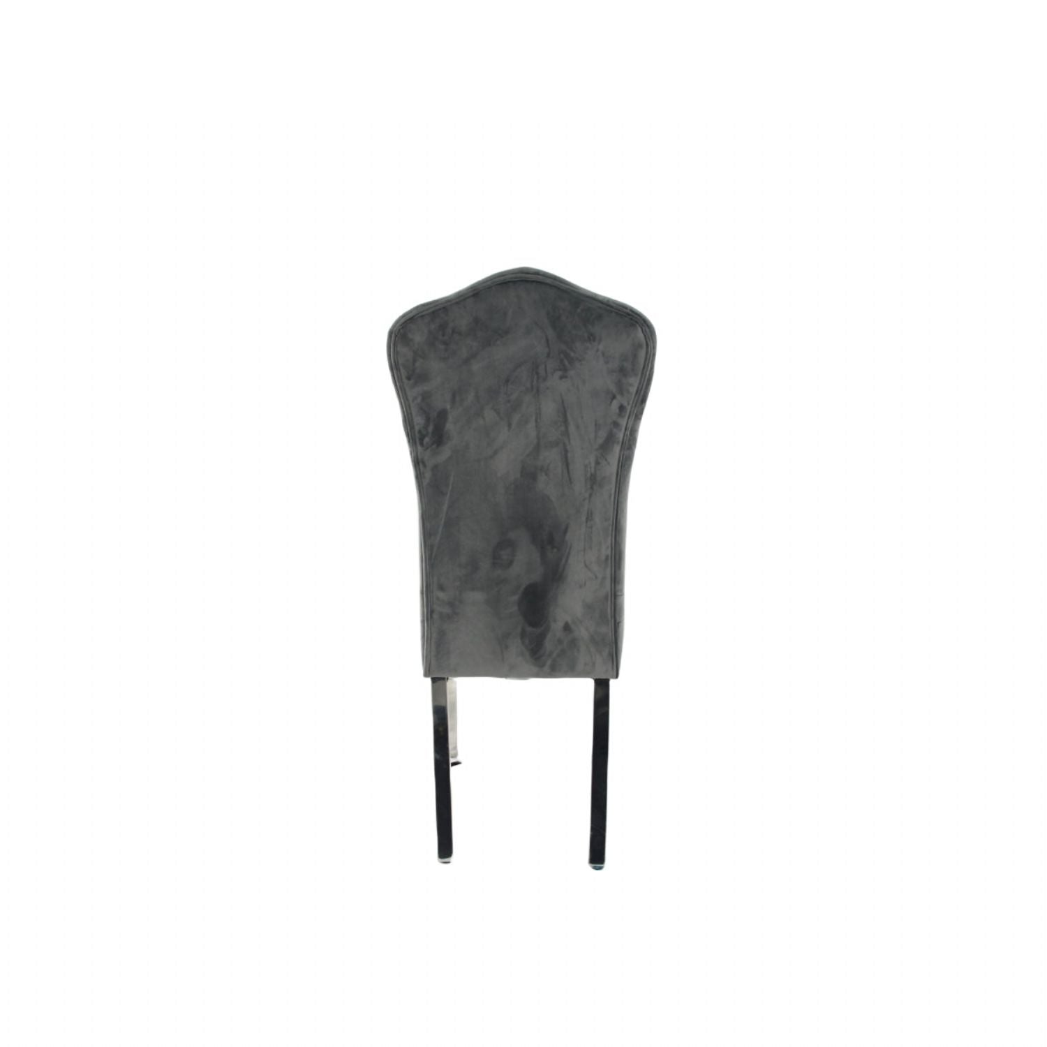 Luxury Dark Grey Velvet Dining Chair with Chrome Metal Legs