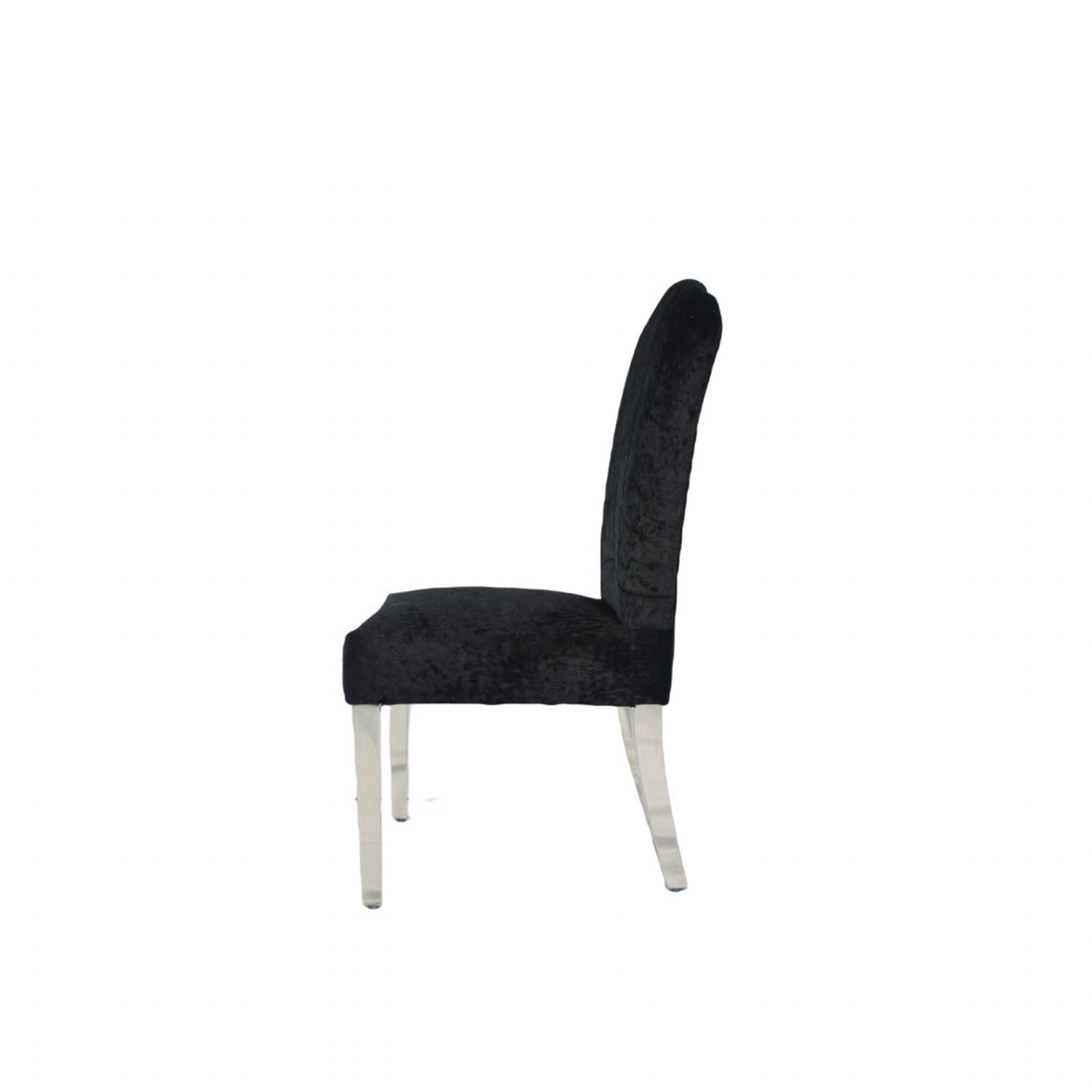 Luxury Black Crushed Velvet Dining Chair with Chrome Metal Legs