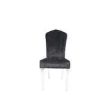 Luxury Black Crushed Velvet Dining Chair with Chrome Metal Legs