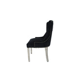 Luxury Black Velvet Dining Chair with Lion Knocker and Chrome Legs