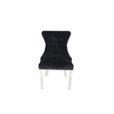 Luxury Black Velvet Dining Chair with Lion Knocker and Chrome Legs