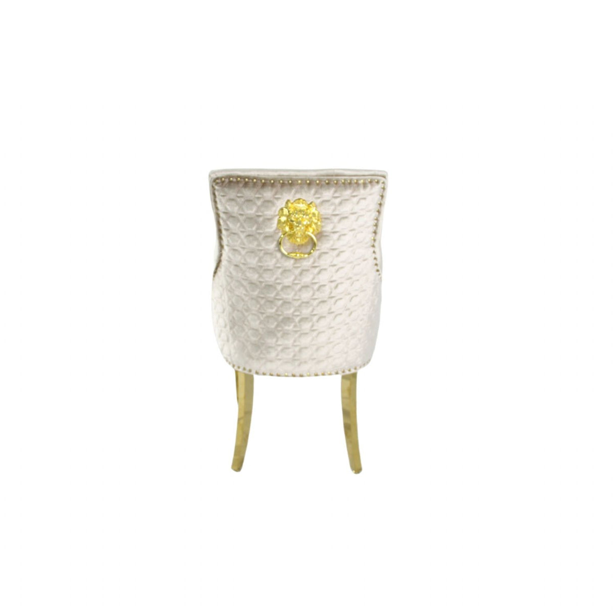 Luxury Mink Shimmer Velvet Dining Chair with Lion Knocker and Gold Legs