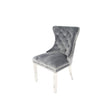Luxury Dark Grey Velvet Dining Chair with Lion Knocker and Chrome Legs