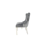 Luxury Dark Grey Velvet Dining Chair with Lion Knocker and Chrome Legs