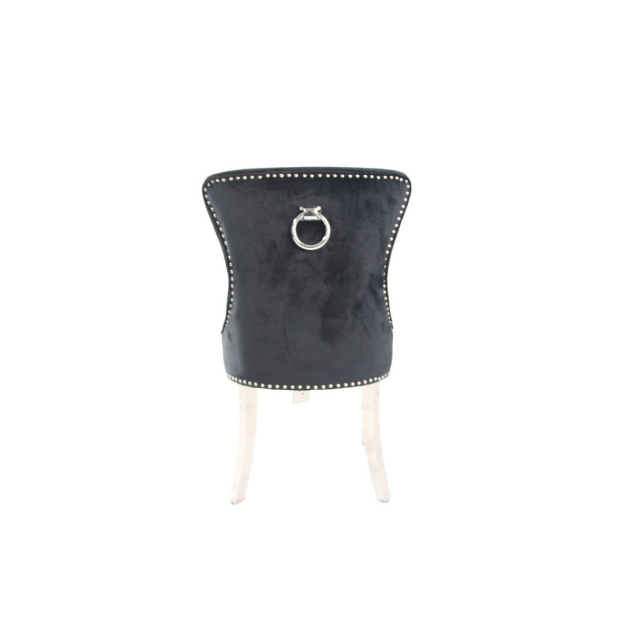 Luxury Black Velvet Dining Chair with Ring Knocker and Chrome Legs