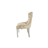 Luxury Cream Velvet Dining Chair with Ring Knocker and Chrome Legs