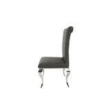 Modern Dark Grey PU Leather Dining Chair with Chrome Legs
